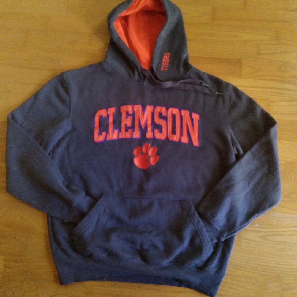 Stadium Athletics Clemson Tigers Gameday Hoodie Logo Charcoal Gray and Tangerine